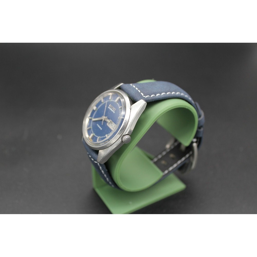 Vintage Seiko 6309-8009 Automatic Blue Dial Day Date 17 Jewel Watch